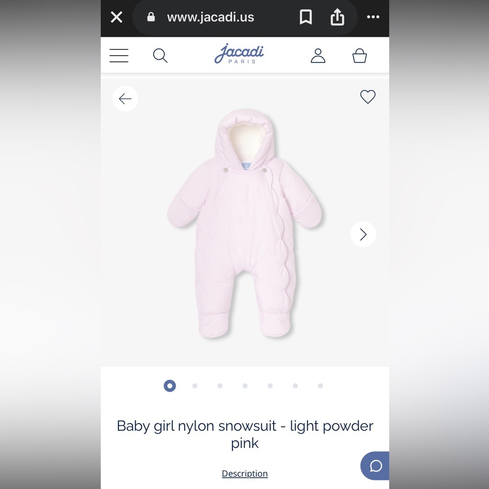 Jacadi Baby Snowsuit in Light Pink like new